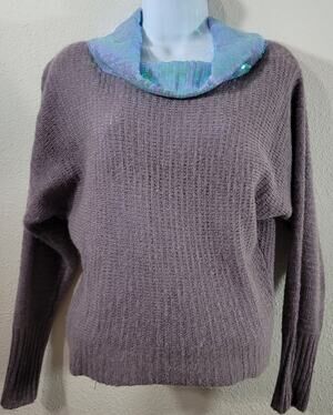 Love Change Mauve Sequin Cowl Neck Cropped Sweater XL Lightweight Soft Stretchy